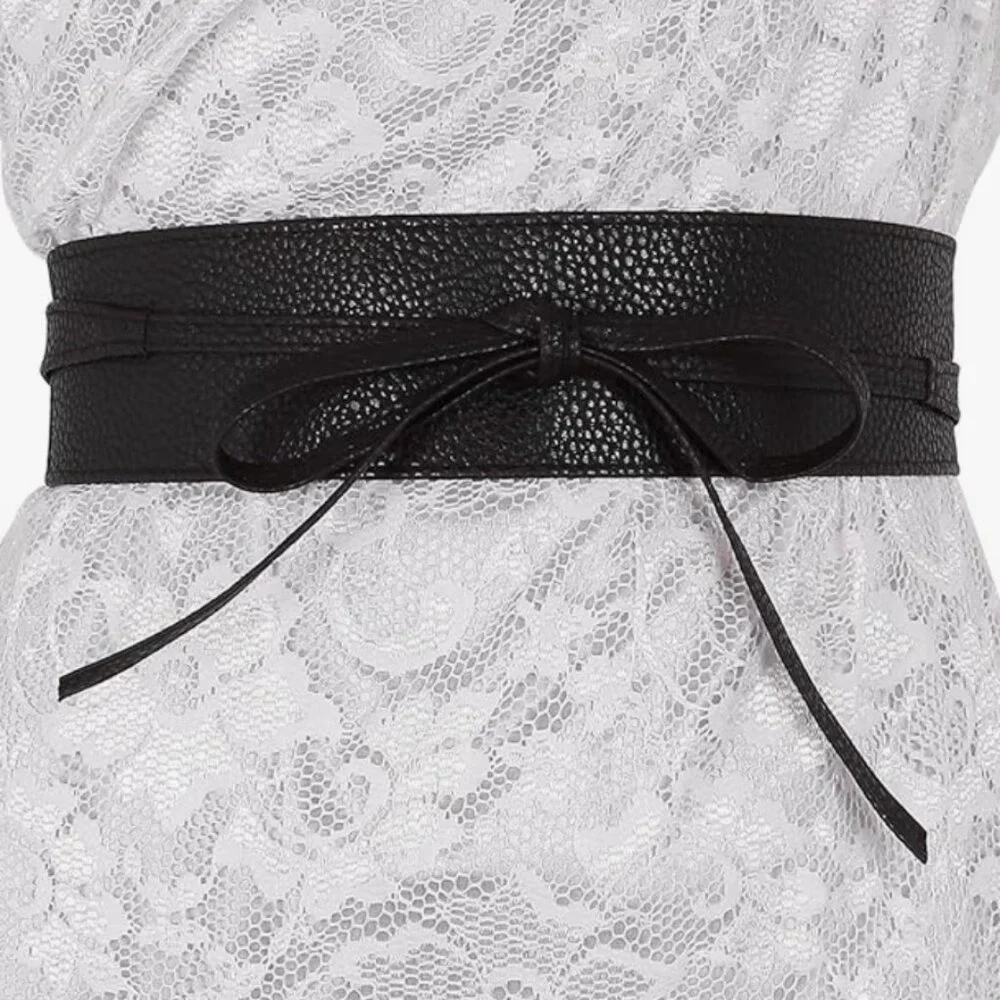 PU Leather Self Tie Wrap Belt